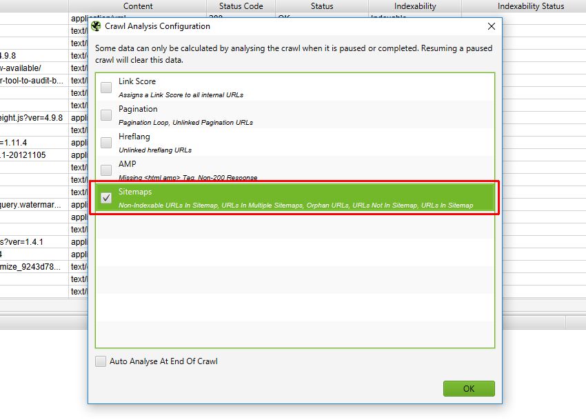 بررسی sitemap از طریق screaming frog